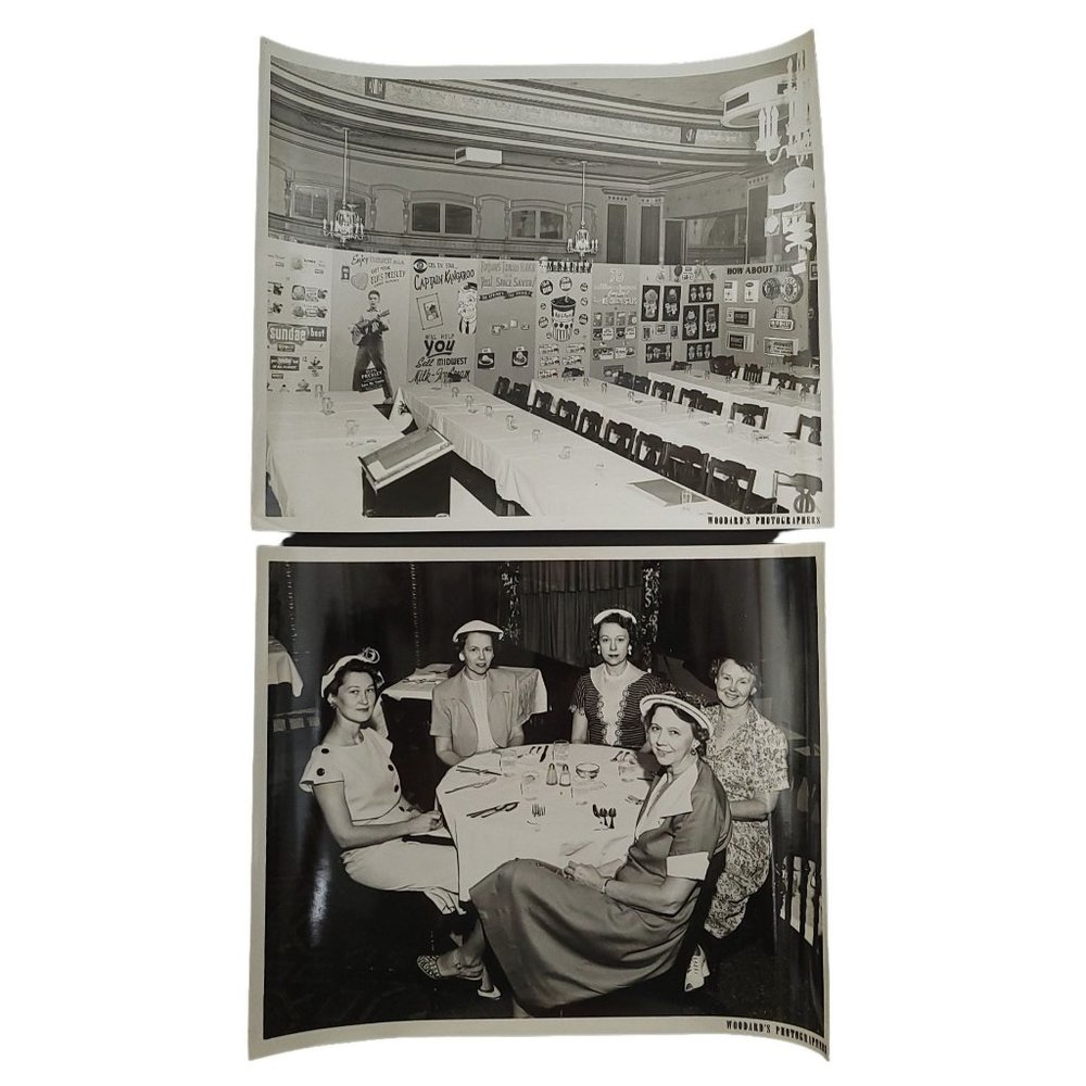 Vintage 50s 60s Ice Cream Salesman Conference Women Dinner Black White Photos